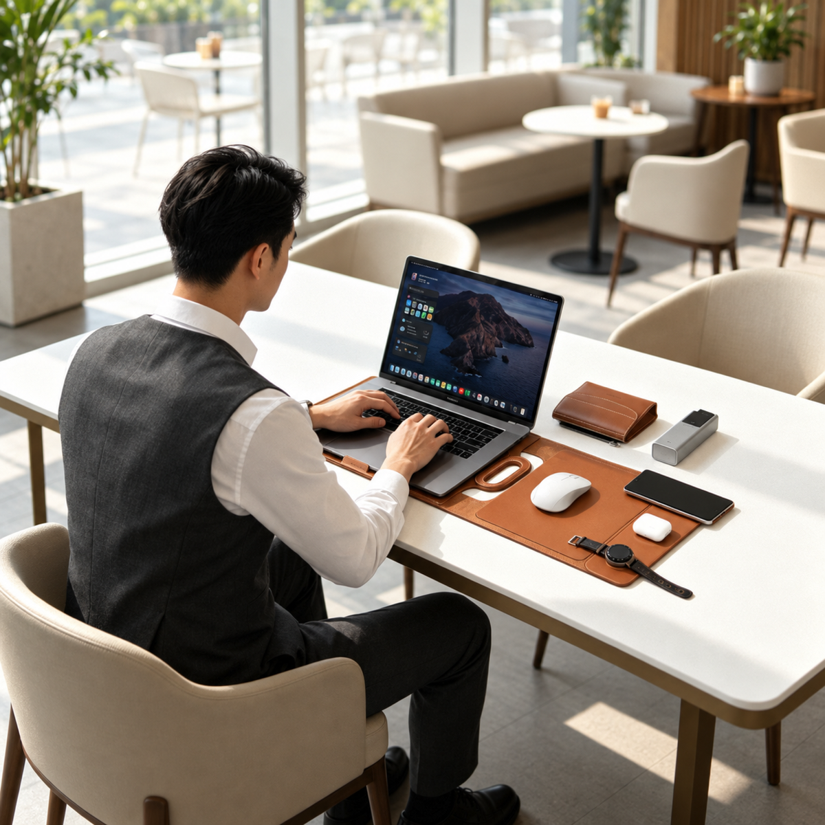 Portable laptop organizer for mobile work