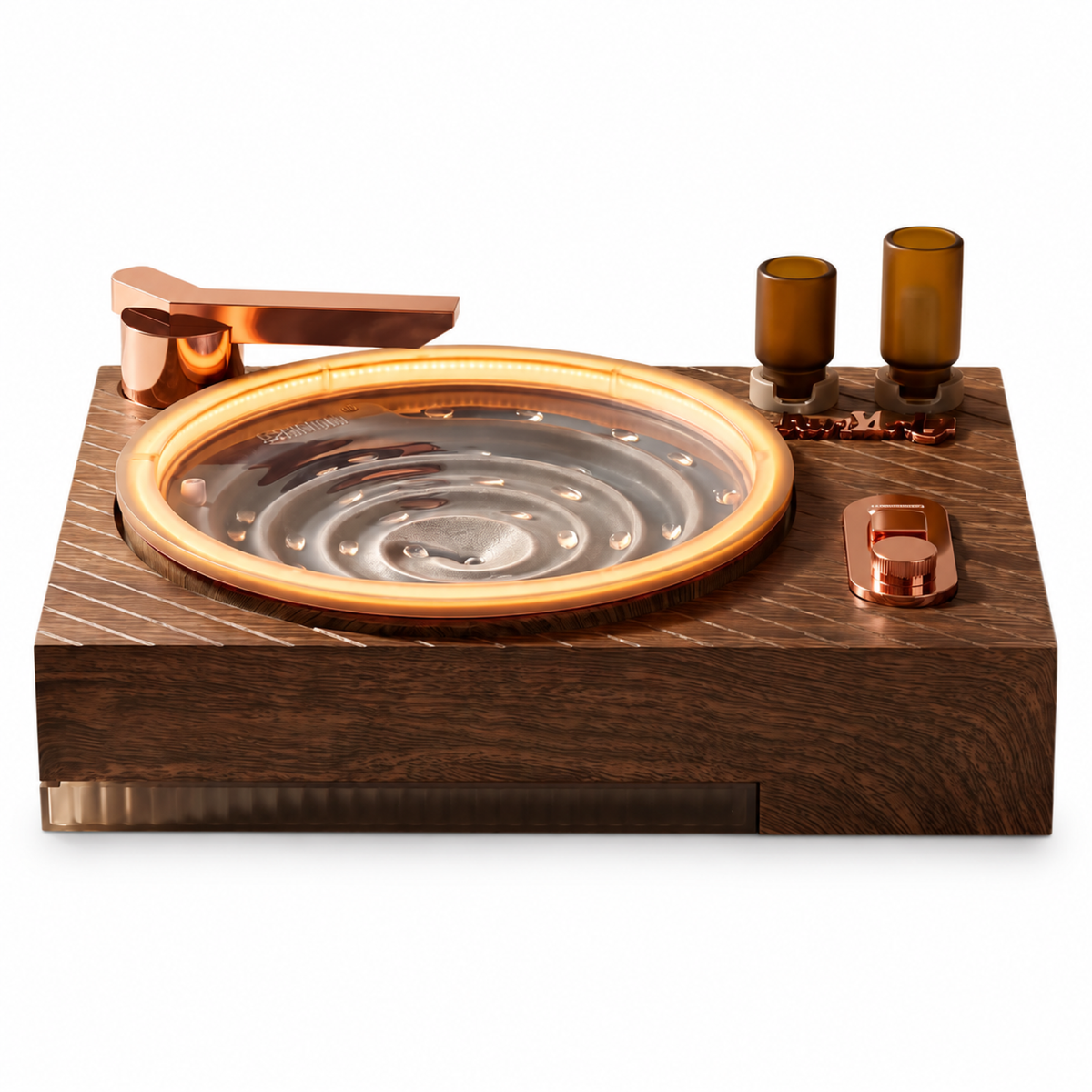 Retro wood-grain vinyl ambient lamp