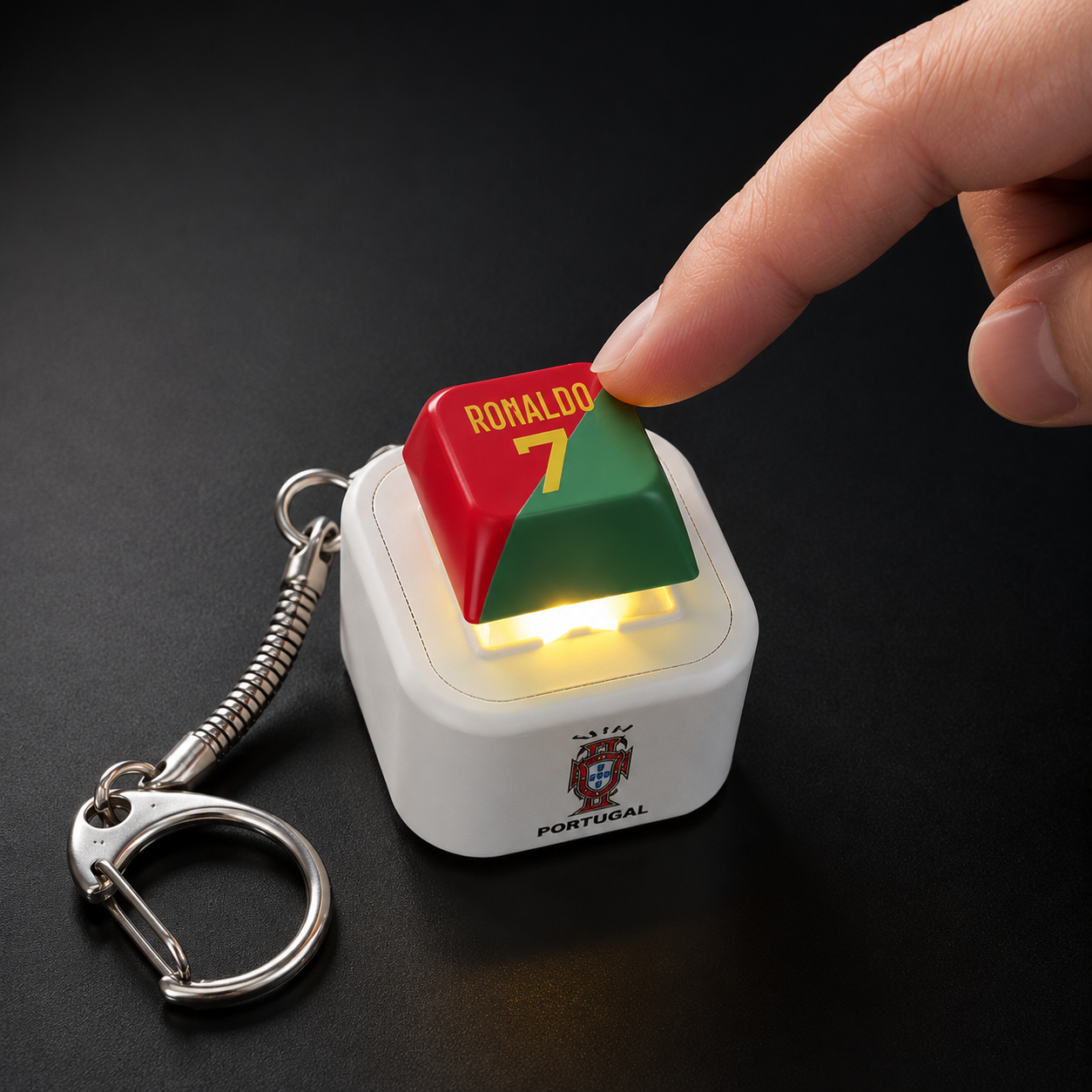Single football sound button keychain press demo