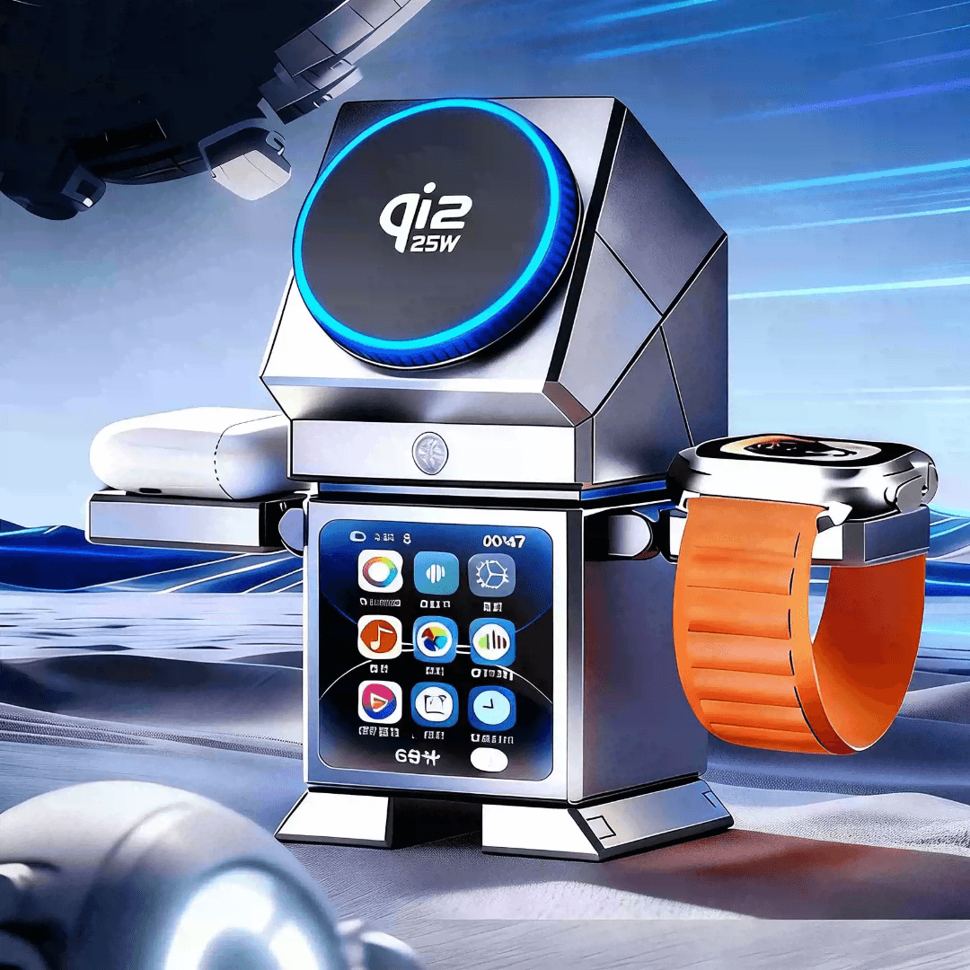 3-in-1 Smart Wireless Charging Dock with Touch Screen Control main image