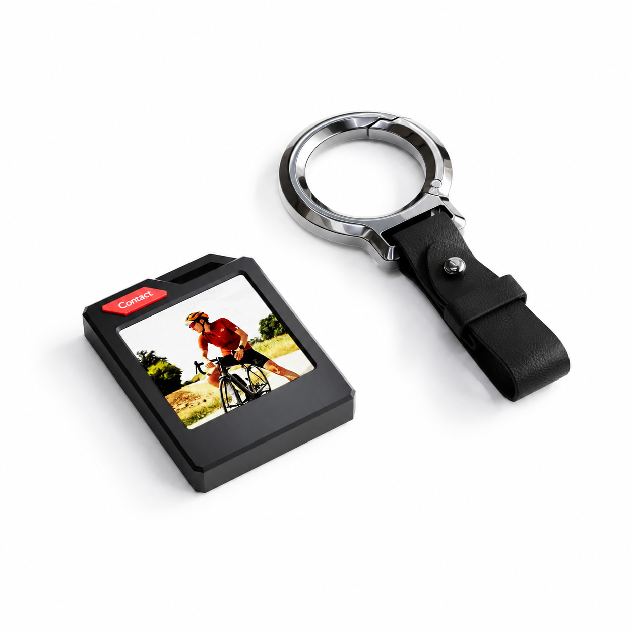 Black PhotoTag E-Ink anti-lost locator keychain set