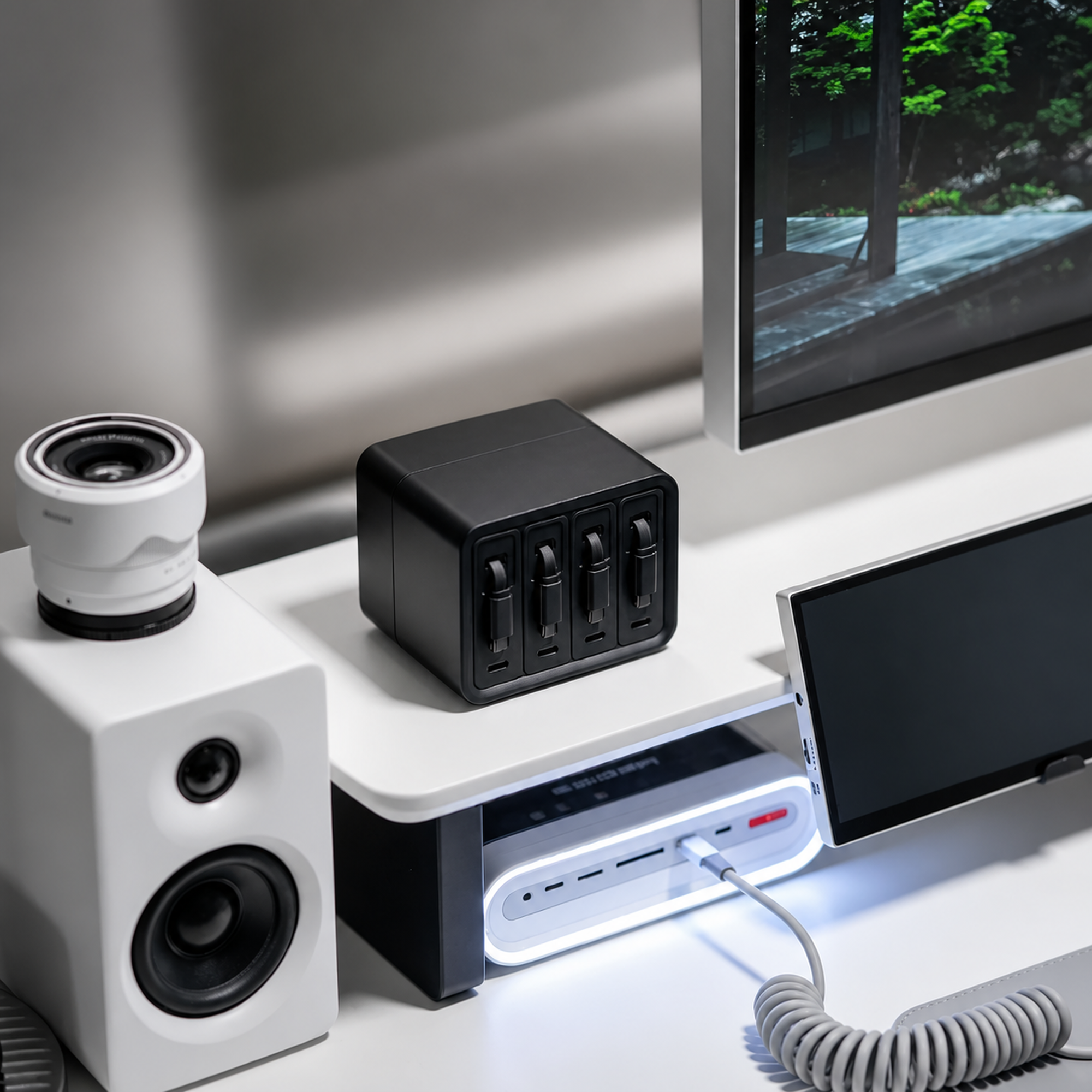 Multi-device desktop charging setup