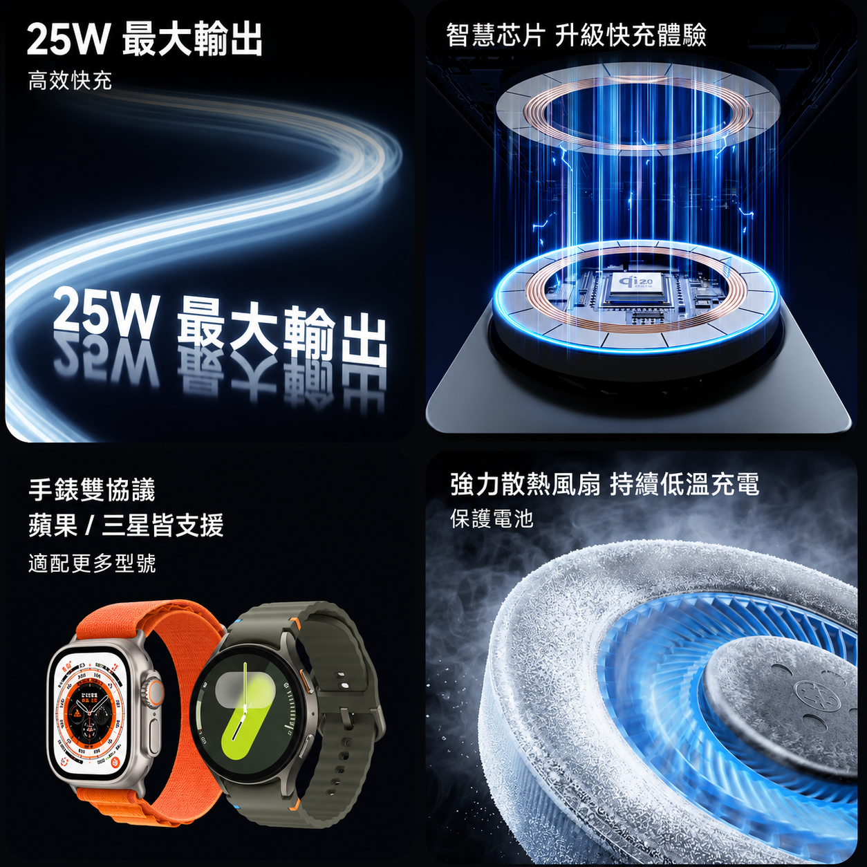 25W output smart chip dual-device charging and cooling fan feature image