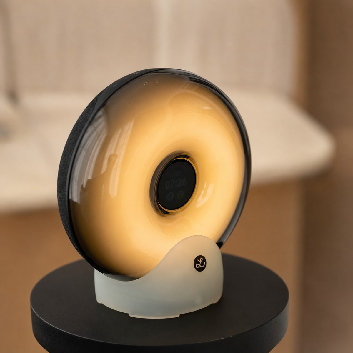 Donut speaker ambient light angled view