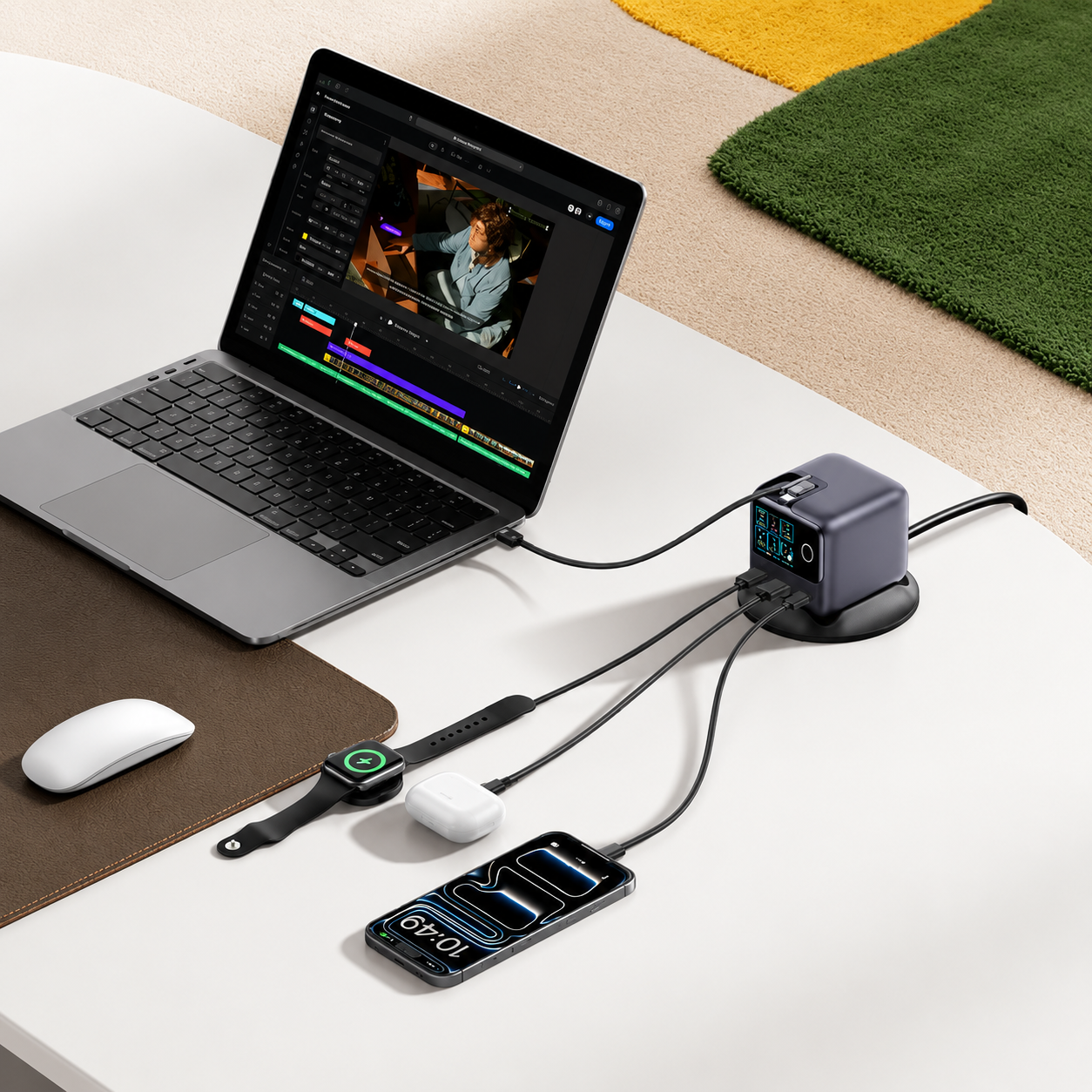 140W smart display desktop charging station desk setup