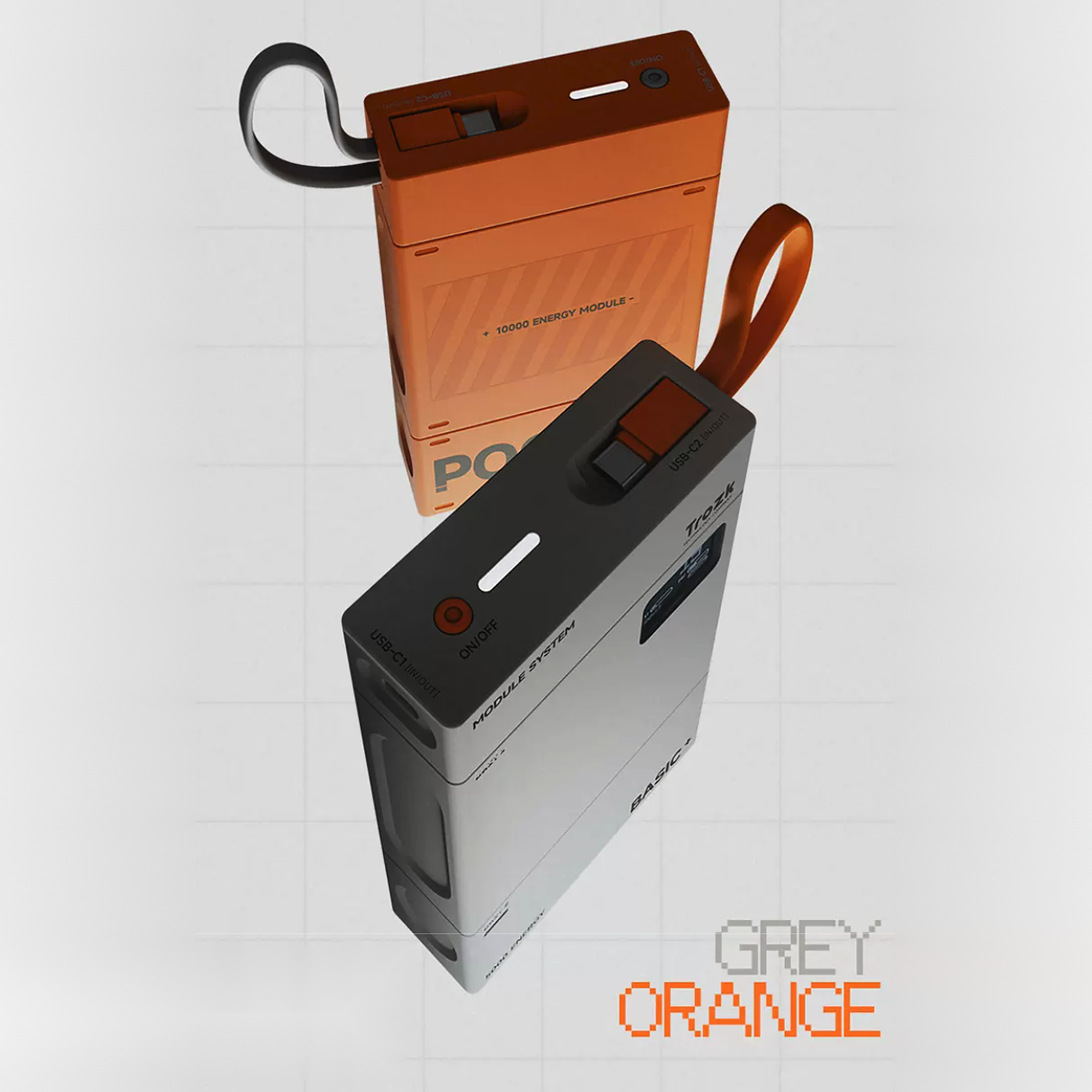 T3 modular power bank orange and grey color options