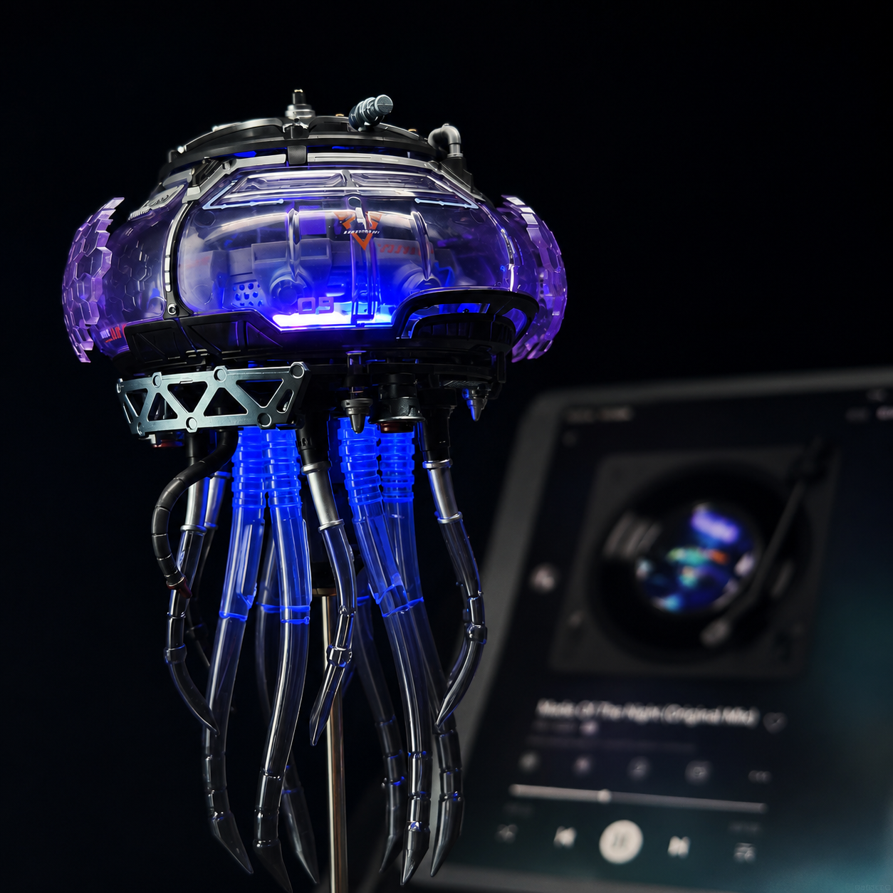 CyberJelly purple transparent shell detail