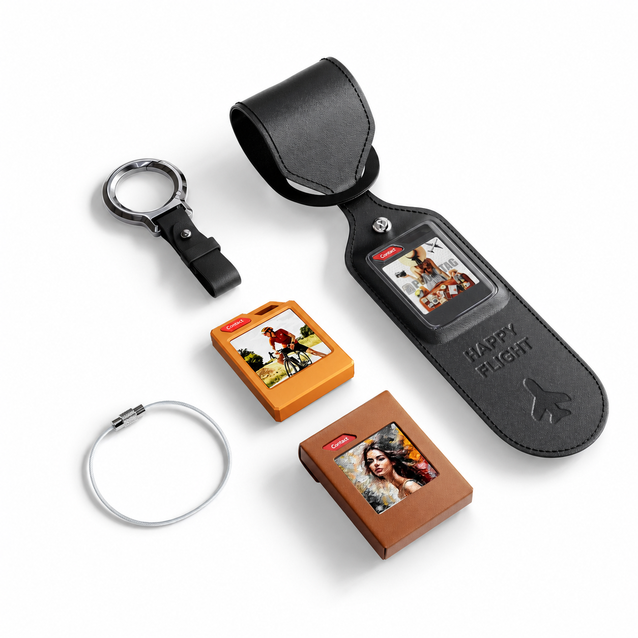 Orange PhotoTag keychain luggage tag protective set