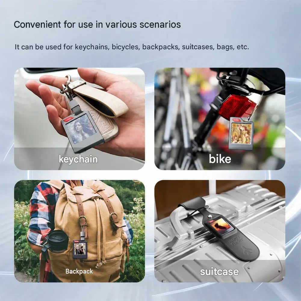 PhotoTag various scenarios keychain bike backpack suitcase