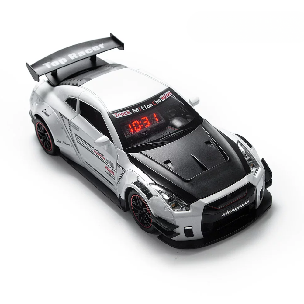 White sports car alarm clock remote control model car