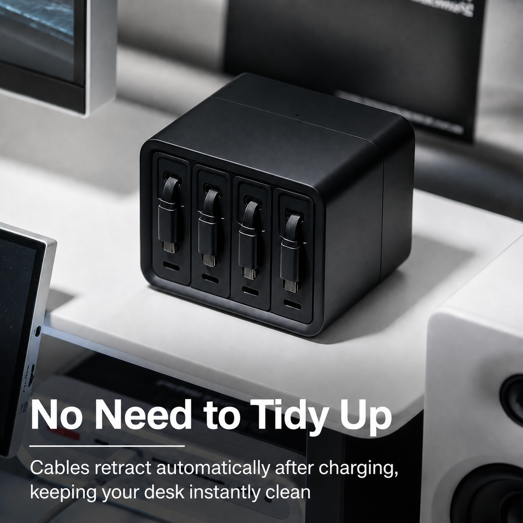 Retractable cable charging display