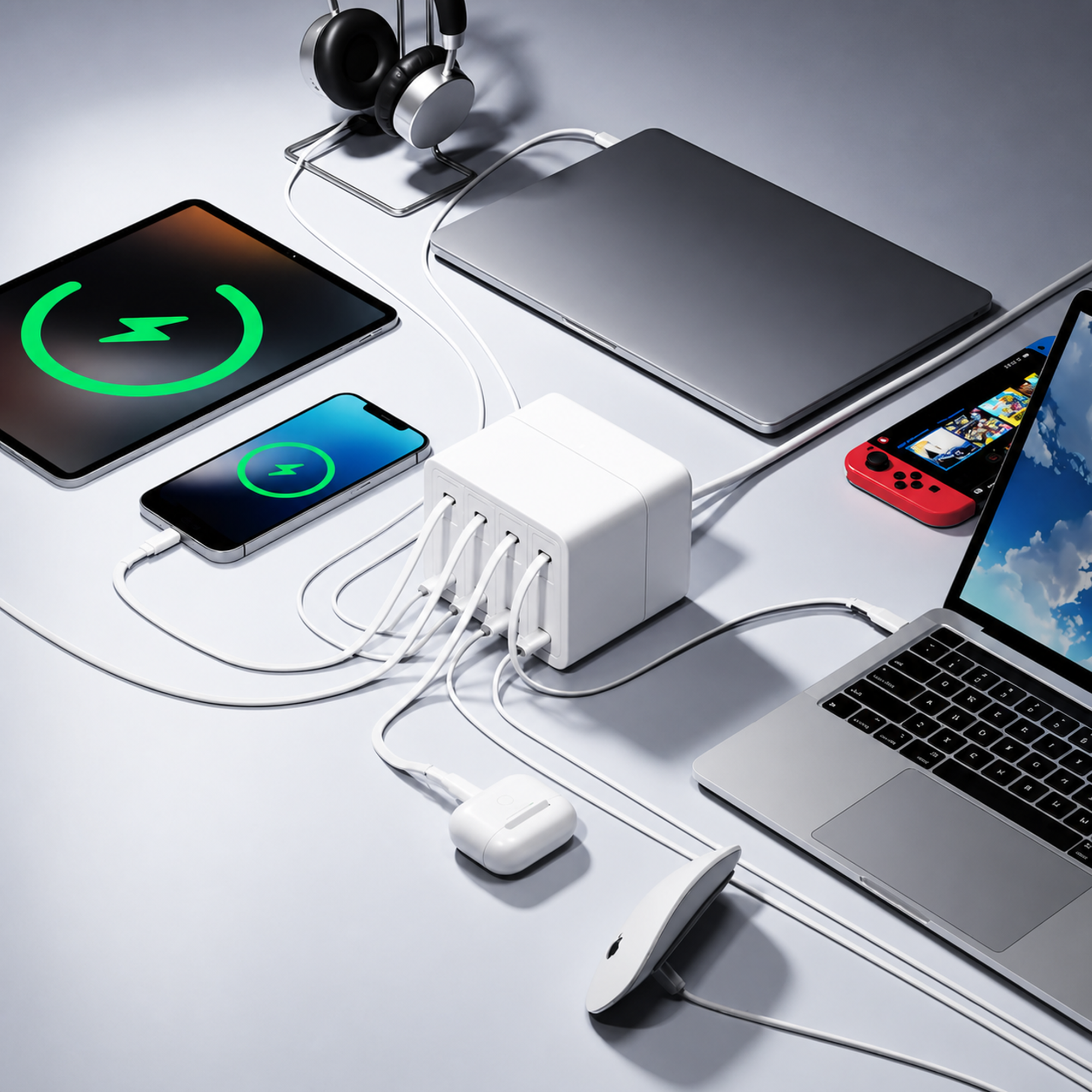 160W Retractable Desktop Charging Station