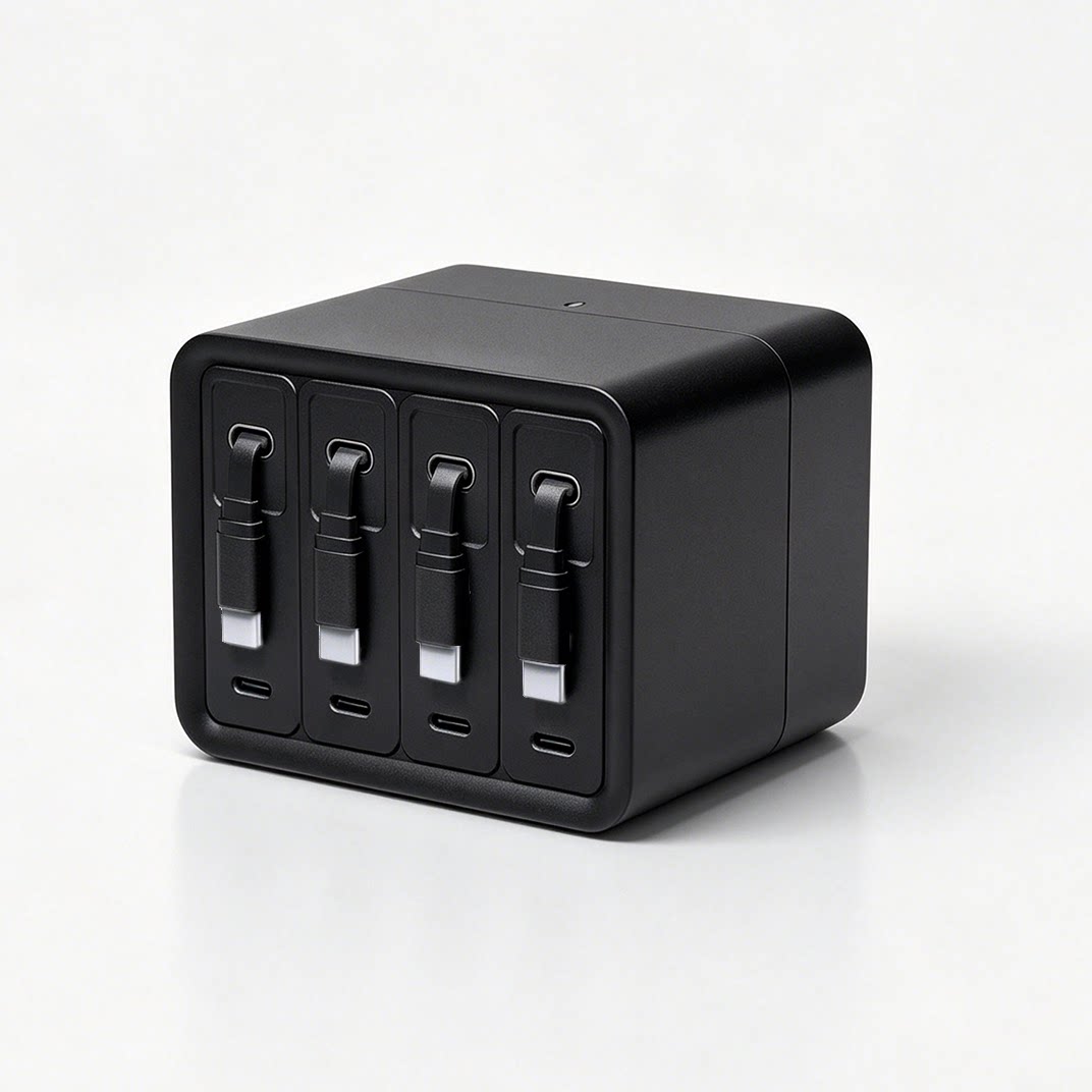 Quiet Black retractable desktop charging station
